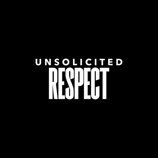 Unsolicited respect logo in a black background